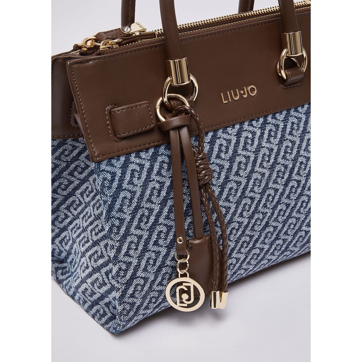 Sac satchel format petit effet denim denim bleu, LIU JO