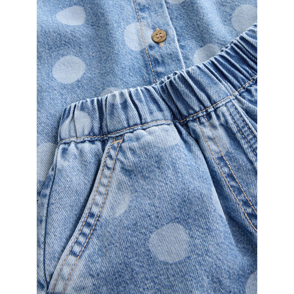 Ensemble gilet et short en jean à pois bleu moyen, NEXT