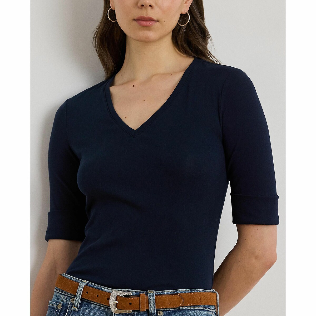 Judy Short Sleeve V-Neck T-Shirt navy, LAUREN RALPH LAUREN