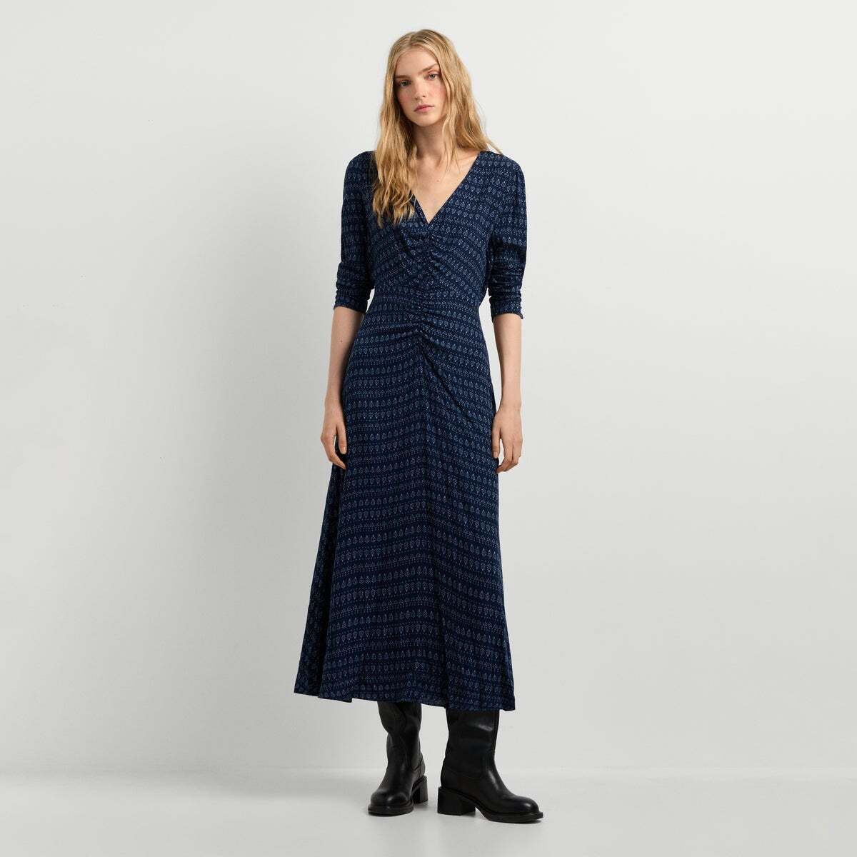 Robe Midi À Imprimé Floral bleu amiral, PEPE JEANS