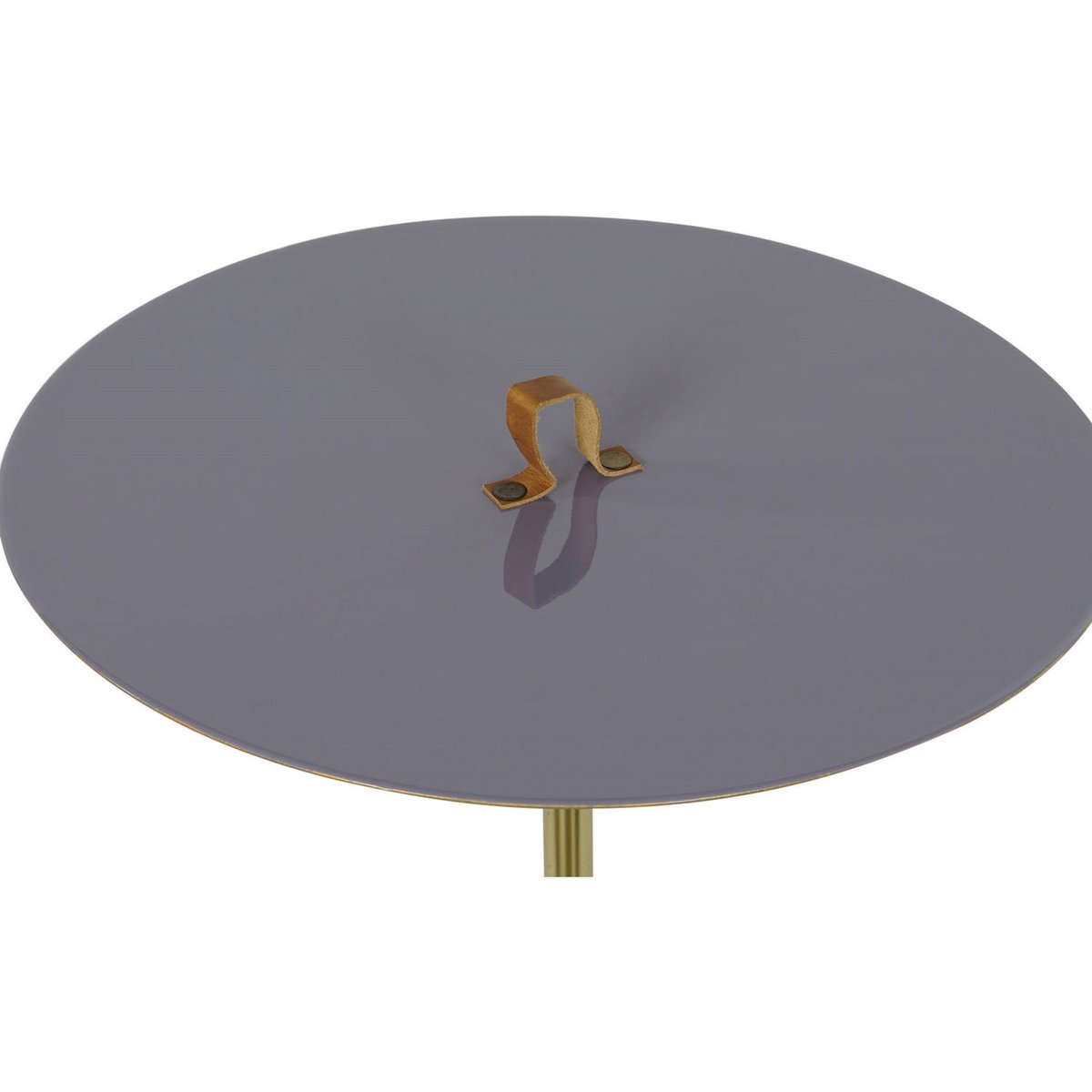 Table d'appoint ronde en fer et cuir, URBAN lilas pastel raffiné, RECOLLECTION