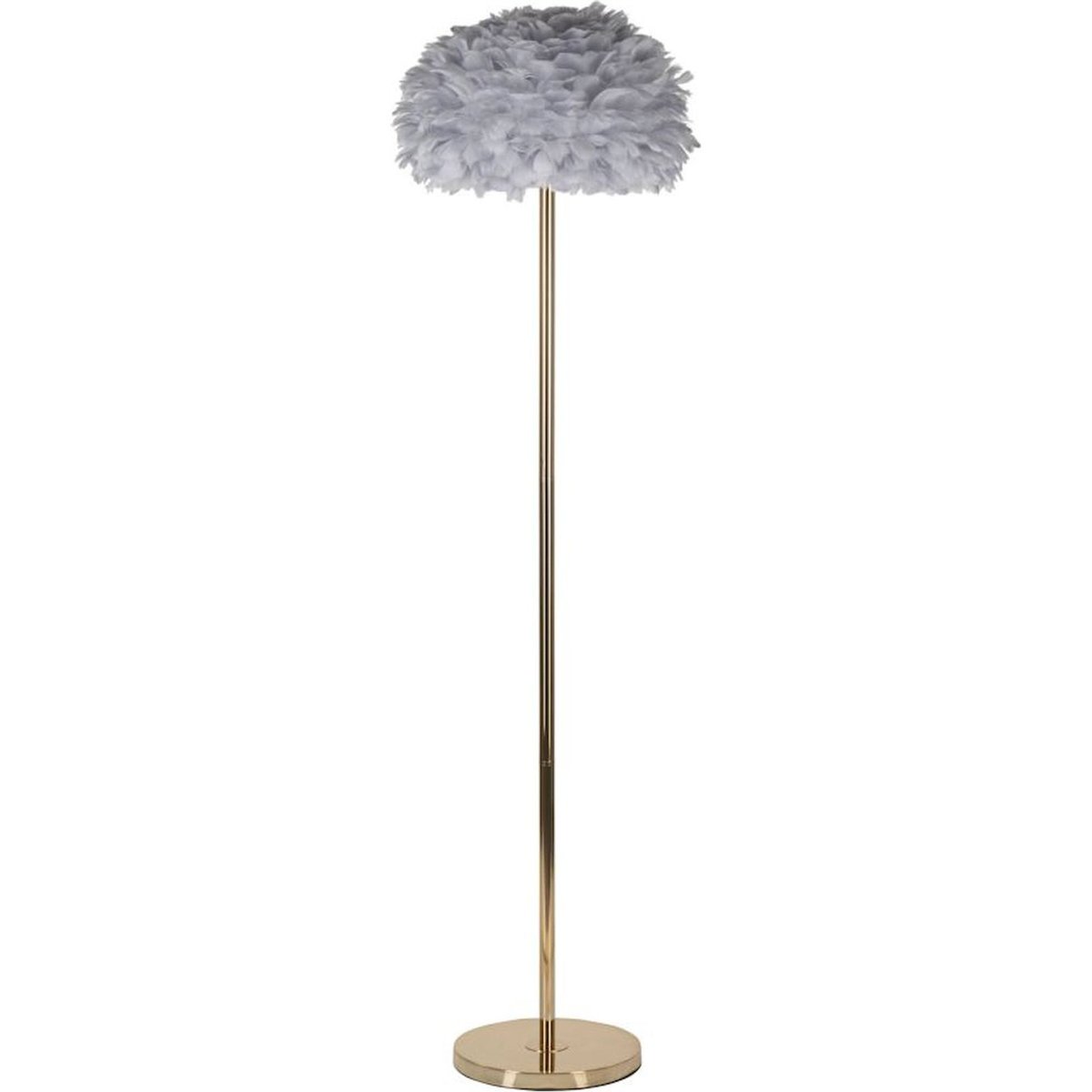 Lampadaire plume abat-jour vaporeux socle en fer blanc et doré, RECOLLECTION
