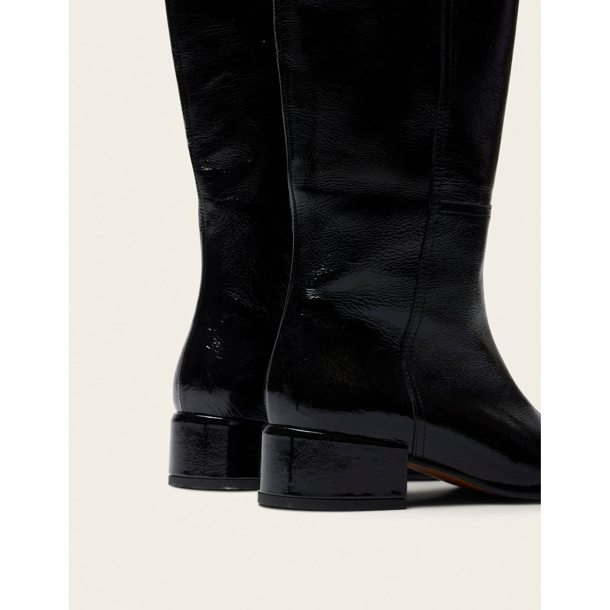 Bottes TIAGA cuir plissé verni noir, ODAJE