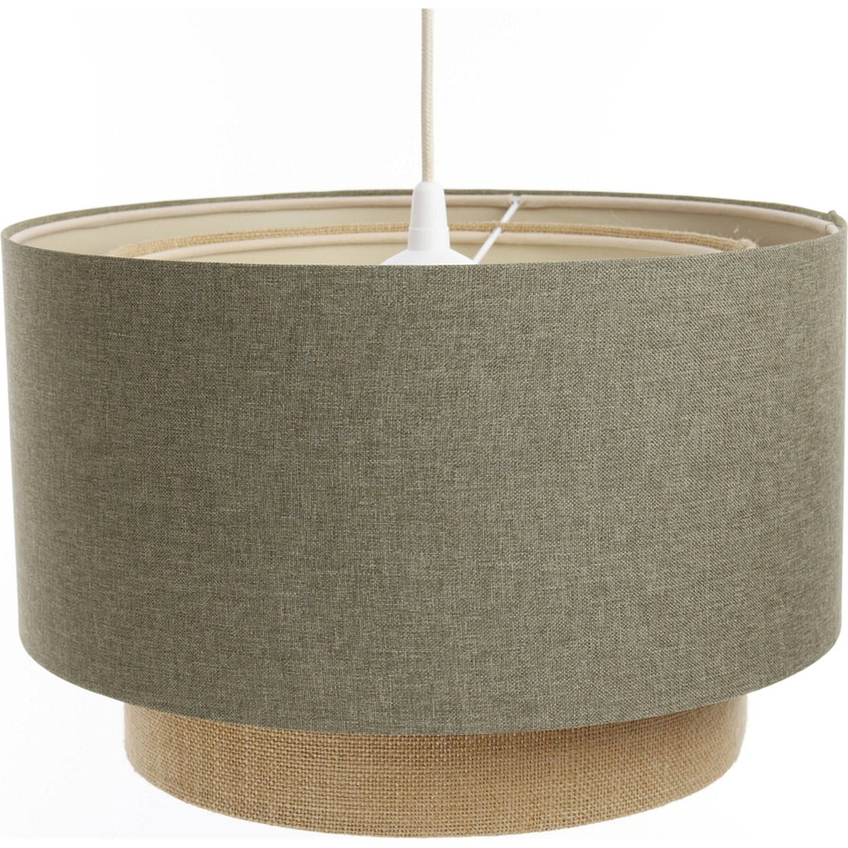 Suspension en tissu rond Boho Elegant beige crème tissu structuré, BPS KONCEPT