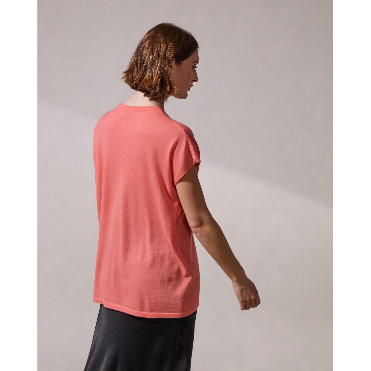Pull oversize sans manches en cachemire rose saumon, RODIER