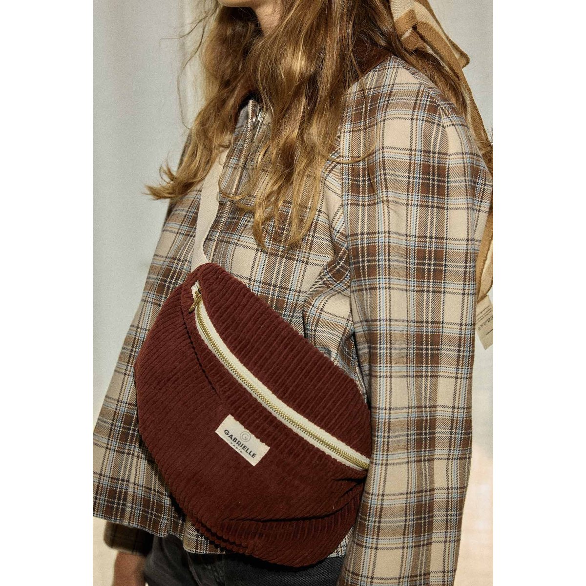 Sac banane en velours, VELOURS jaspe, GABRIELLE PARIS