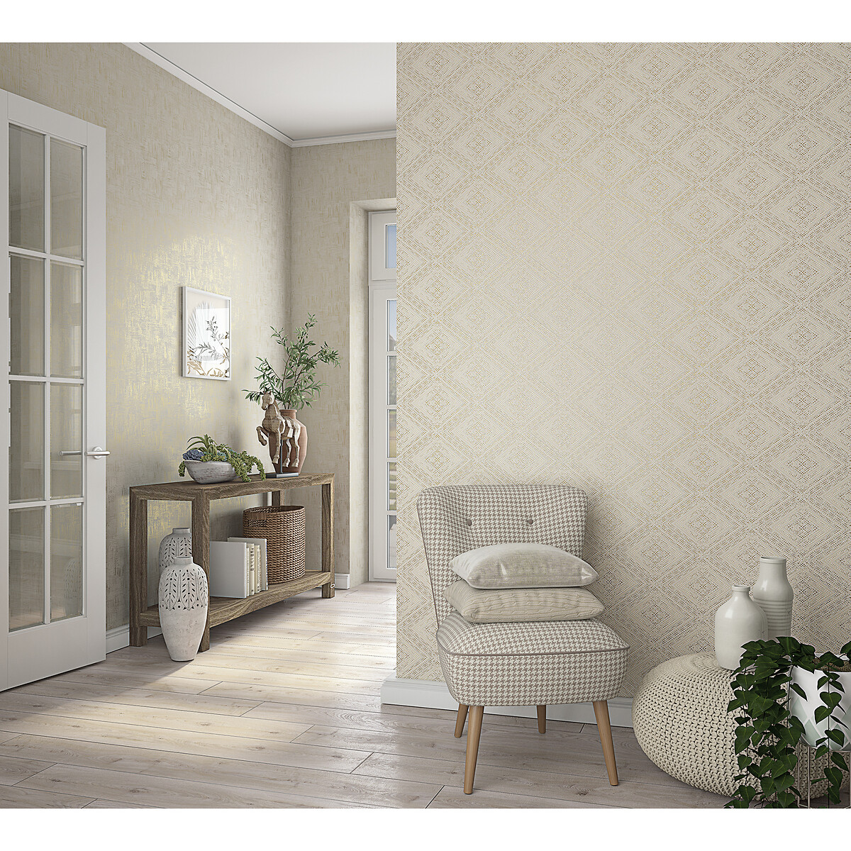 Papel de parede Giulia, Bege/Dourado, da Interelife bege-dourado, INTERELIFE