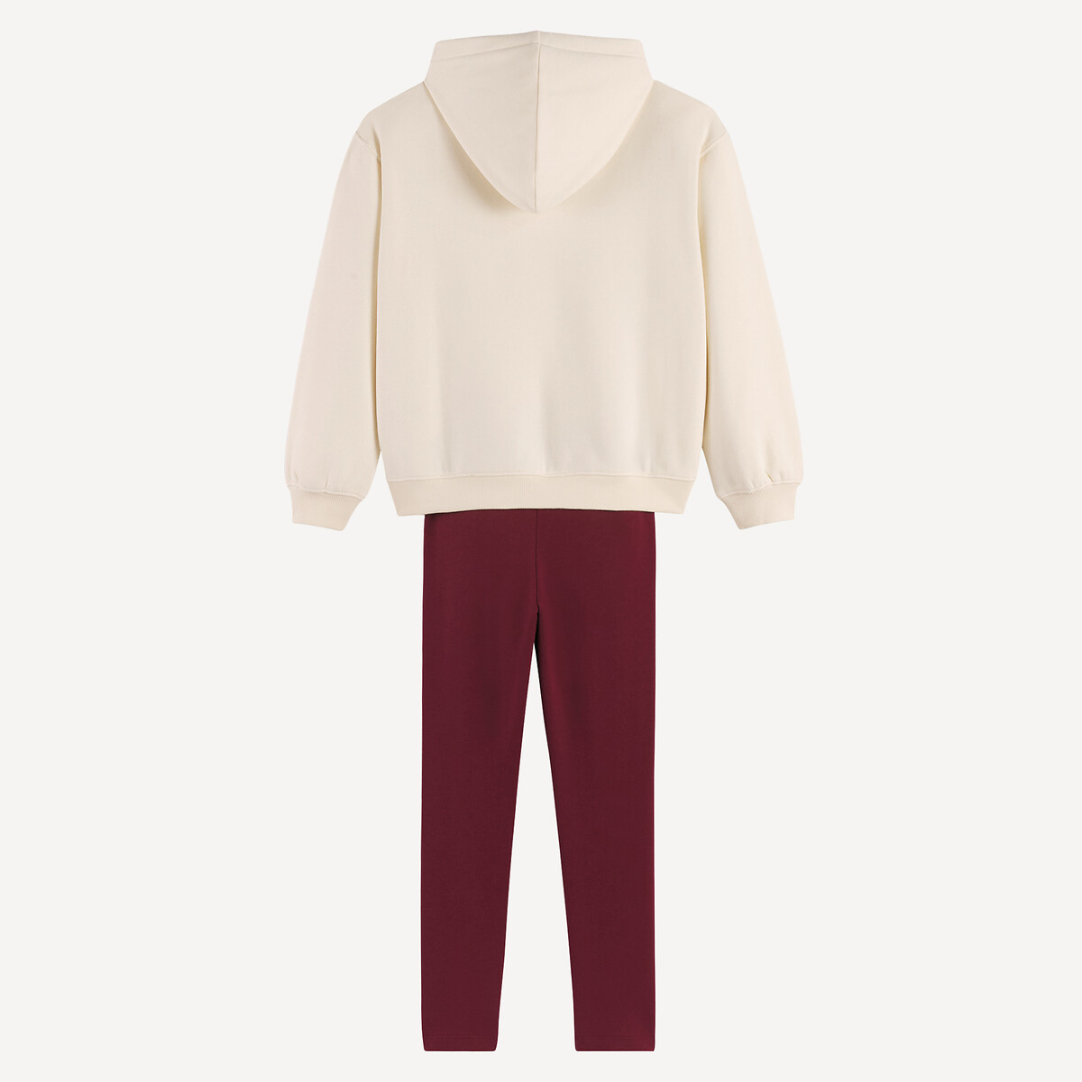 Hoodie and Joggers Outfit bordeaux + ecru, LA REDOUTE COLLECTIONS