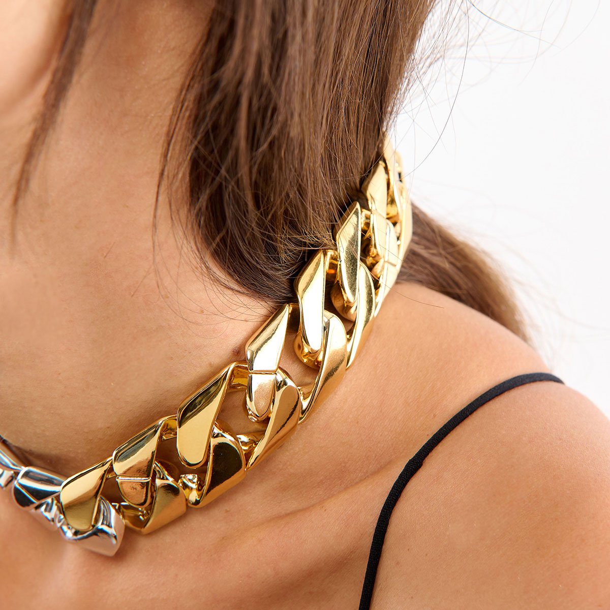 Collier grosse chaîne bicolore BRIONA doré, HIPANEMA