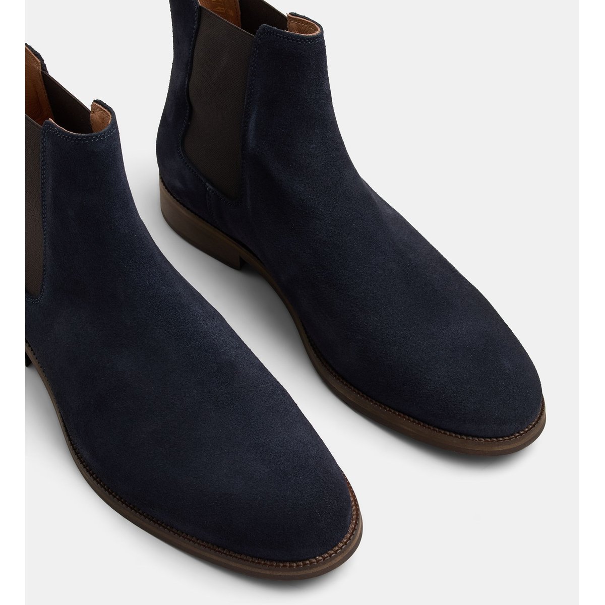 Bottines chelsea marvin cuir lisse ou velours bleu, COMPTOIR GL