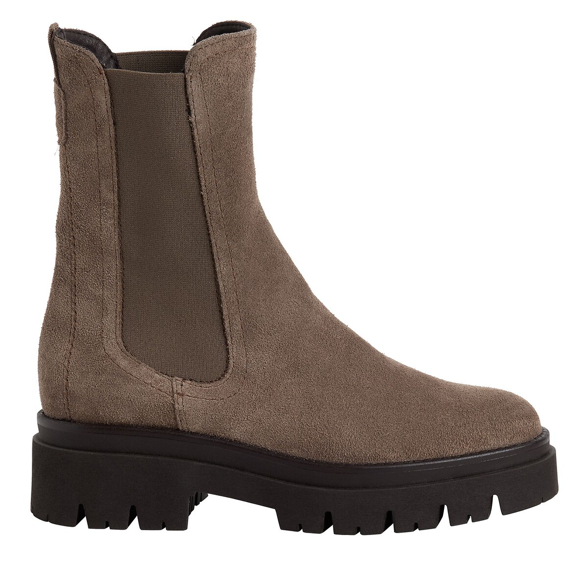 Bottines chelsea en cuir suède taupe, TAMARIS