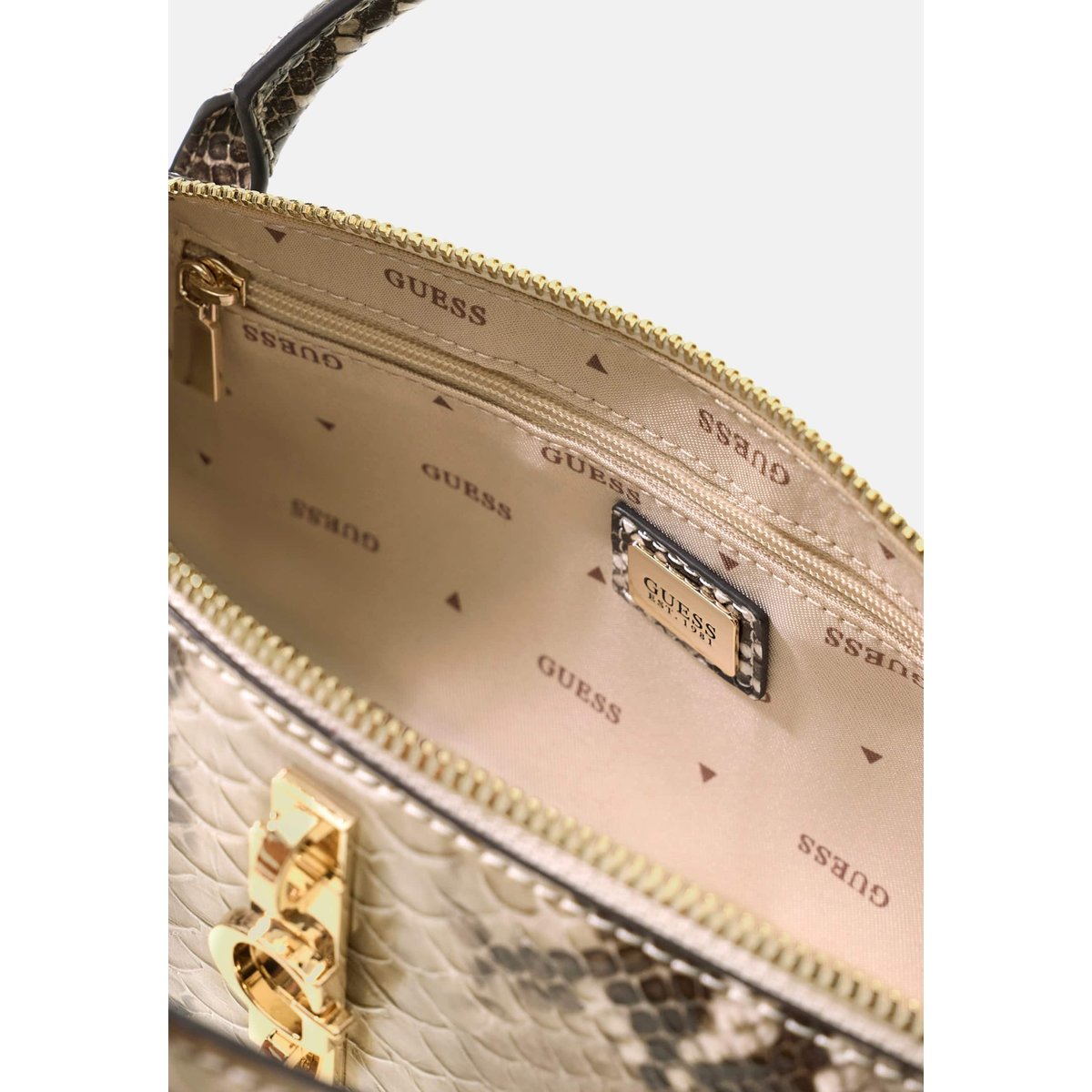 Yvonne Animalier Print Mini Sacoche marron multi, GUESS