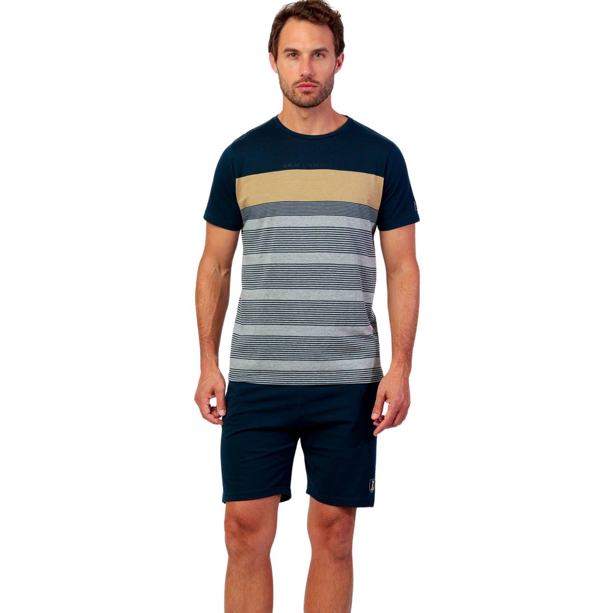 Pyjama short t-shirt Sublime Experiences bleu marine, ADMAS