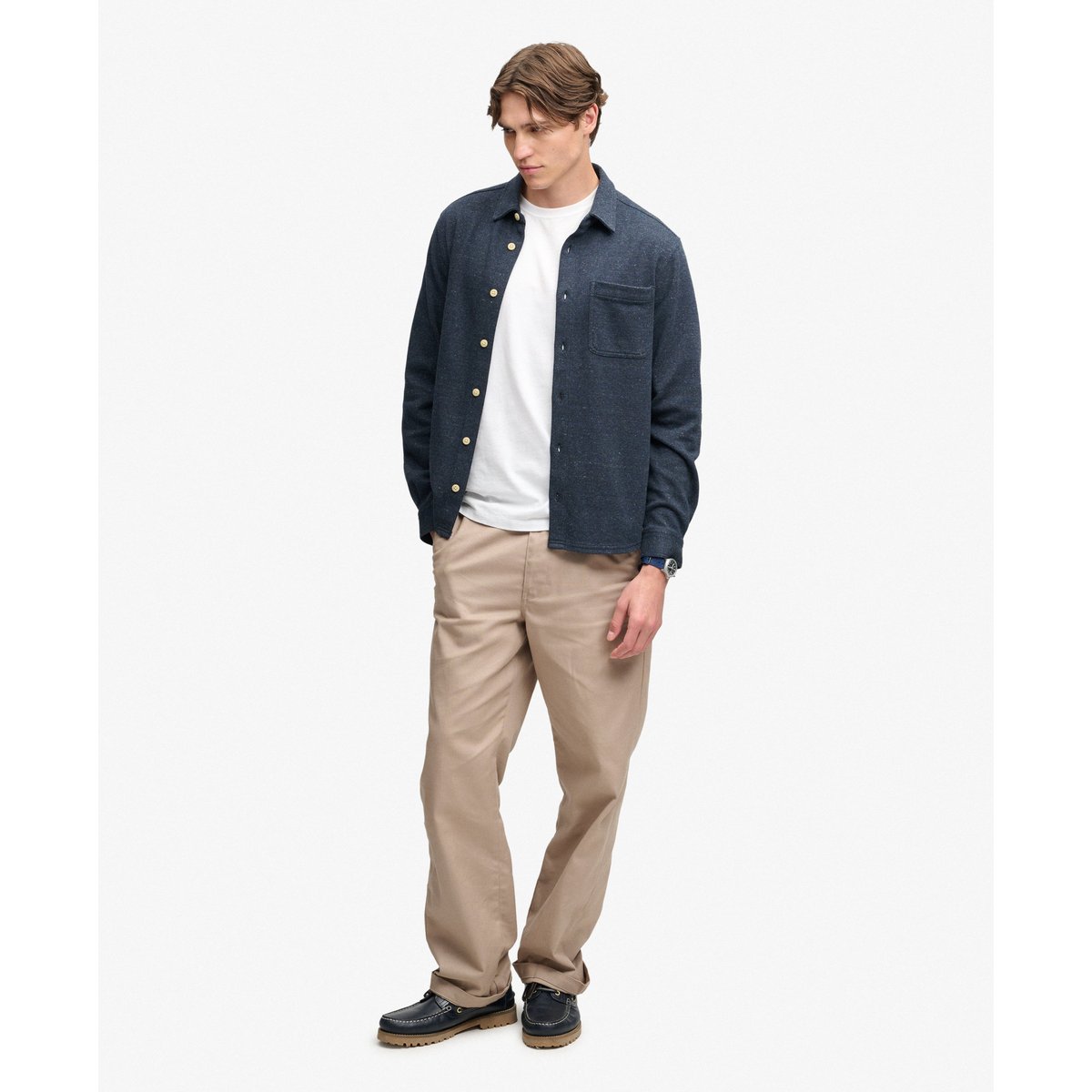 Chemise en Jersey Twill Tweed tweed bleu marine, SUPERDRY