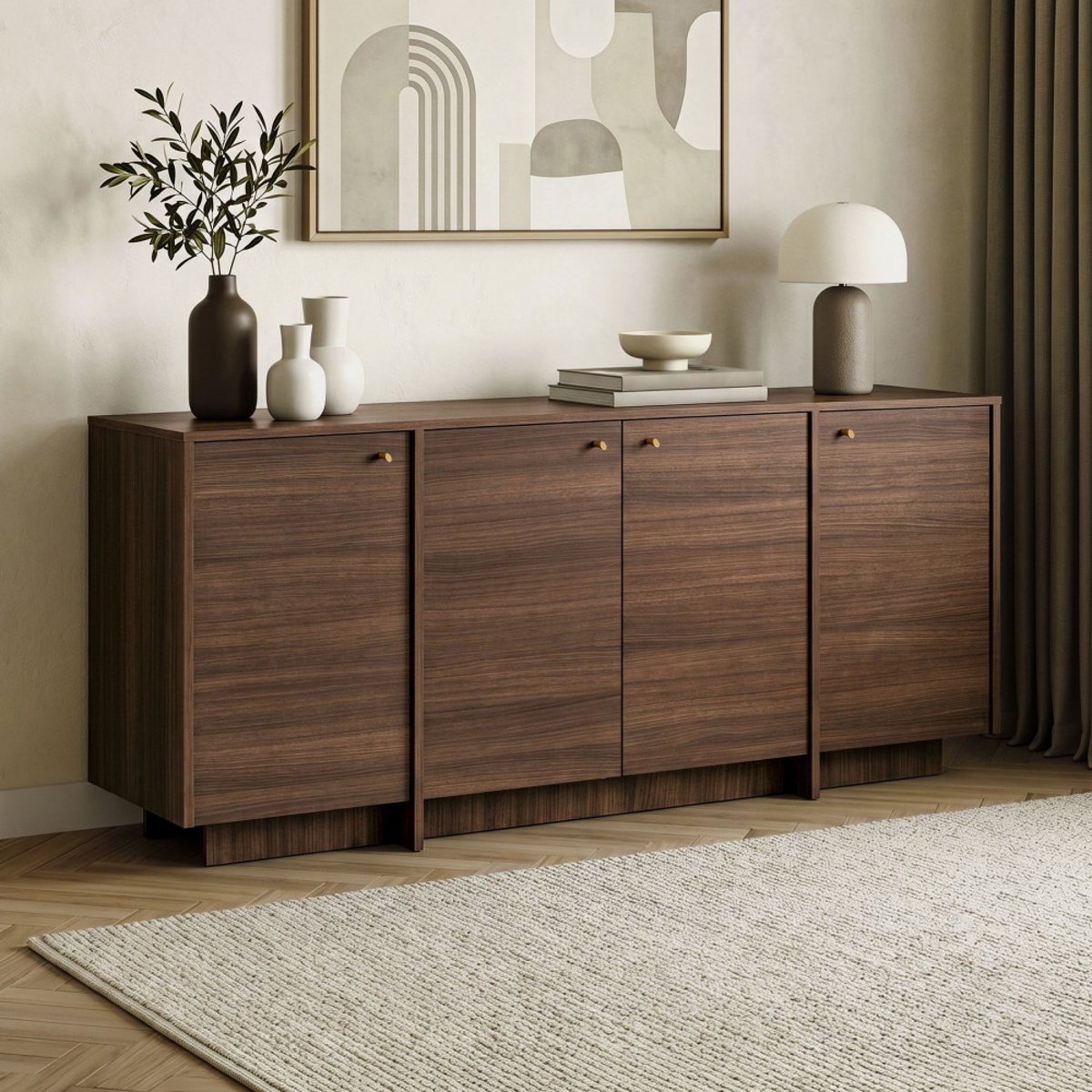 Buffet 4 portes en bois L180cm- HOPA bois foncé, DRAWER