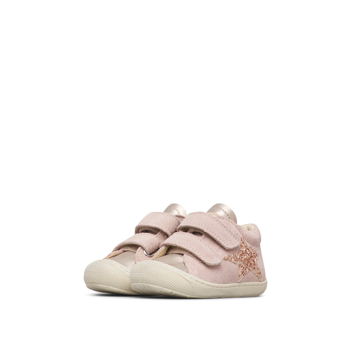 Chaussures premiers pas en cuir et suède KOLDE VL rose-blanc, NATURINO