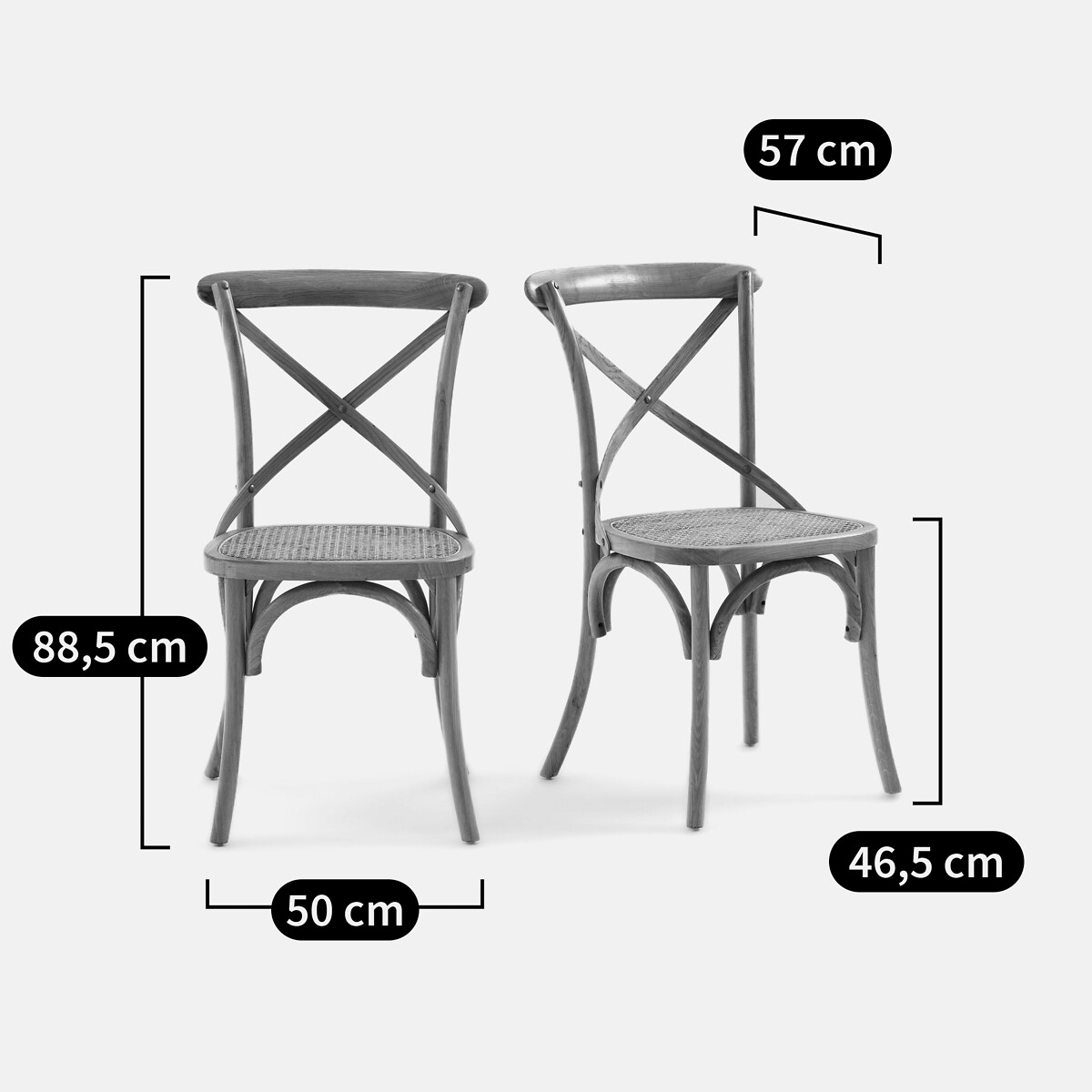 Lot de 2 chaises chêne et cannage Cedak chêne, LA REDOUTE INTERIEURS