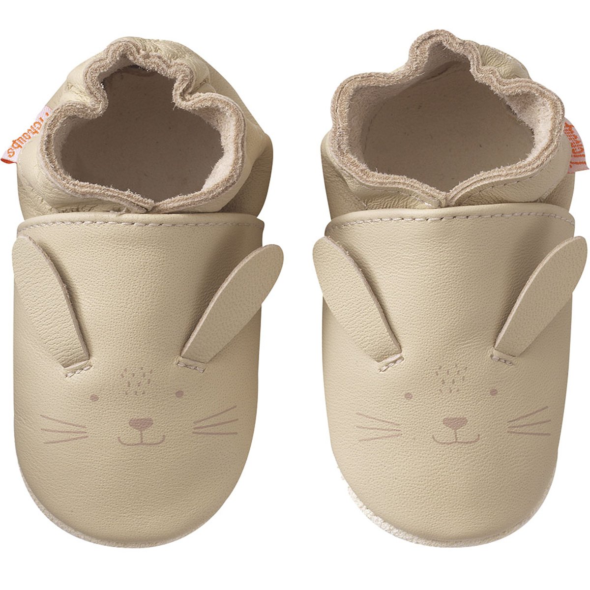 Chaussons cuir souple Marcelin le lapin beige, TICHOUPS