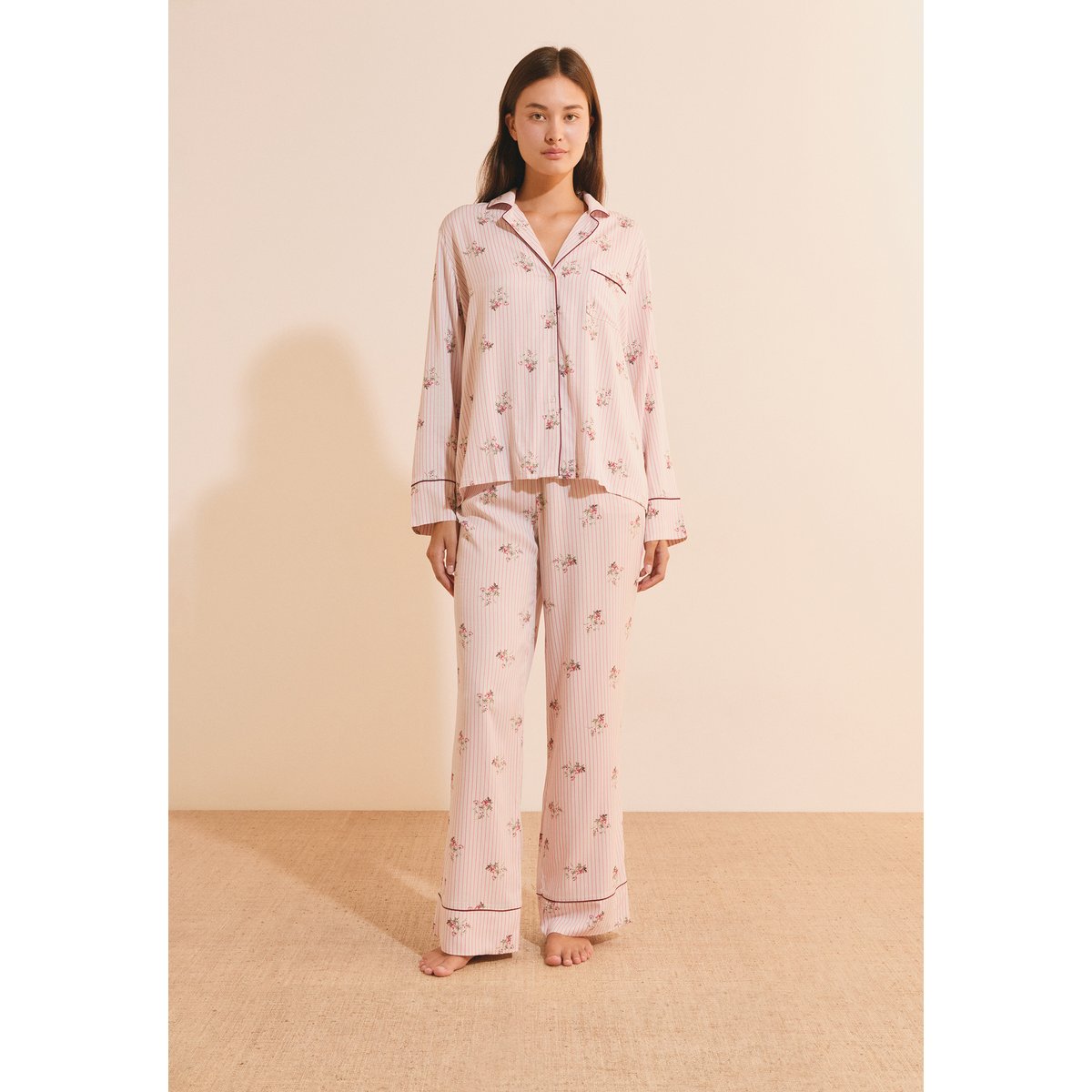 Chemise de pyjama à motif fleuri CERESIA ecru, ETAM