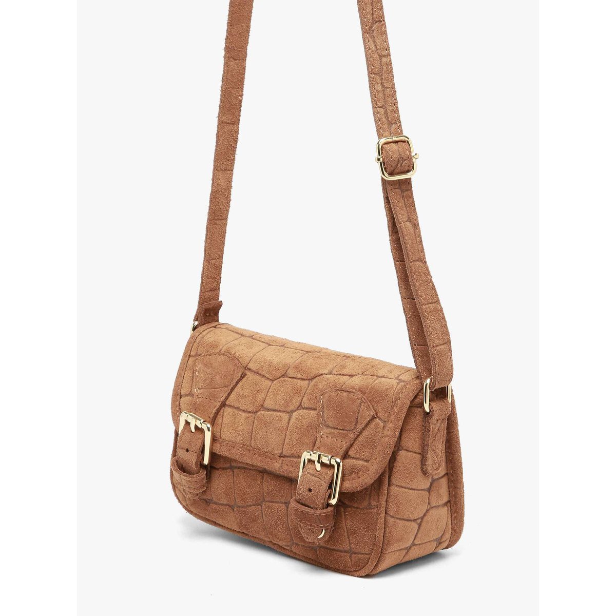 Sac bandoulière Velvet croco cuir cuoio, MILANO