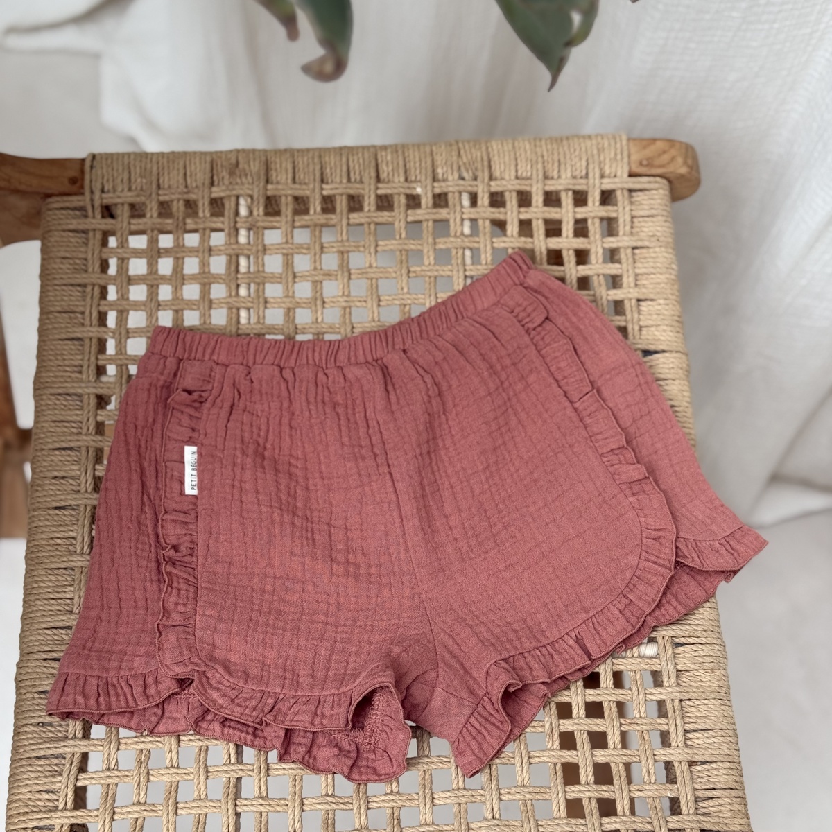 Short enfant en gaze de coton Arizona terracotta, PETIT BEGUIN