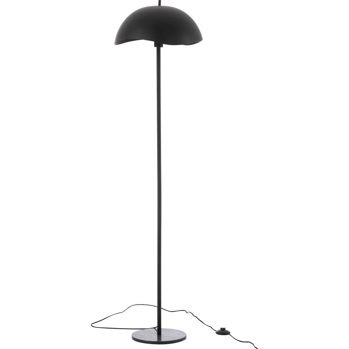 Lampadaire en métal avec socle en marbre rond noir mat et marbre blanc, RECOLLECTION