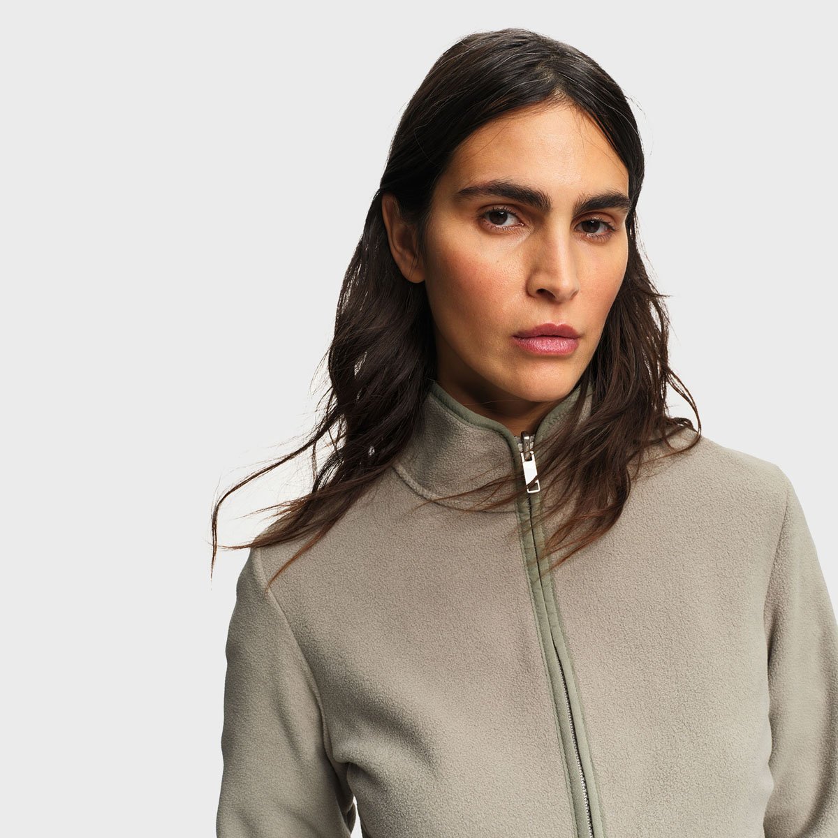 Veste polaire col montant fermeture éclair T-KIT amande, AIGLE