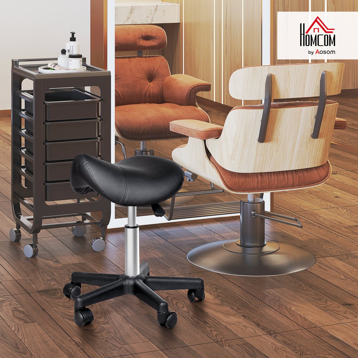 Tabouret de salon Métal Noir noir, HOMCOM