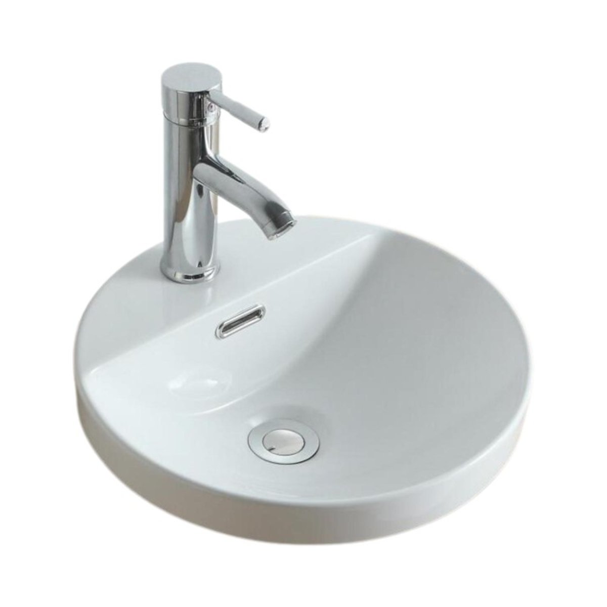 Vasque semi encastrée ronde en céramique blanche 37cm LEA blanc, MOB IN