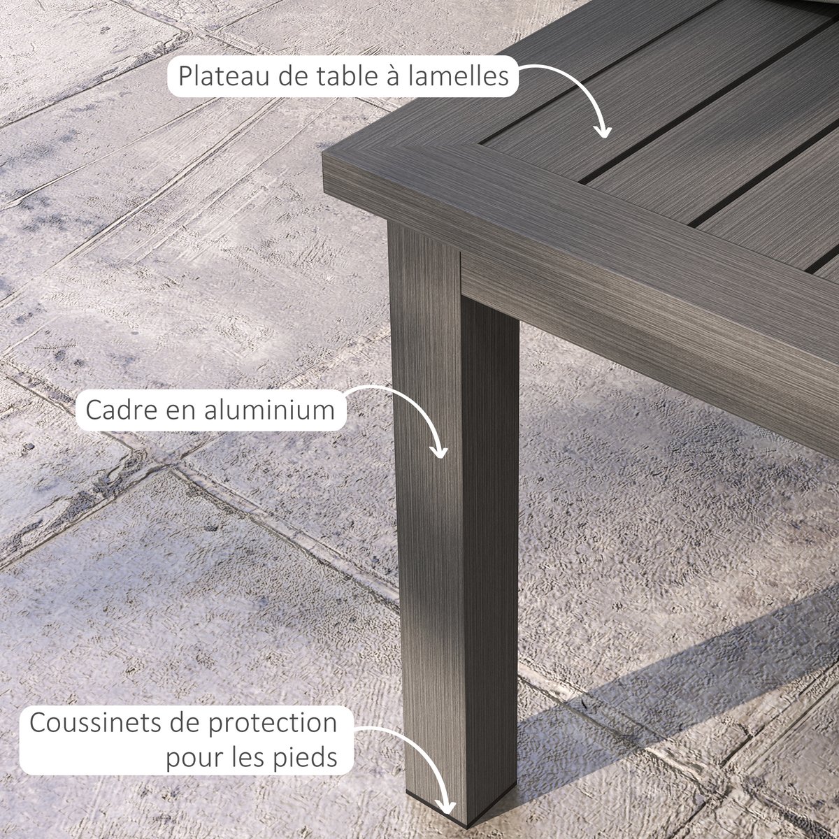 Table basse Aluminium Marron marron, OUTSUNNY