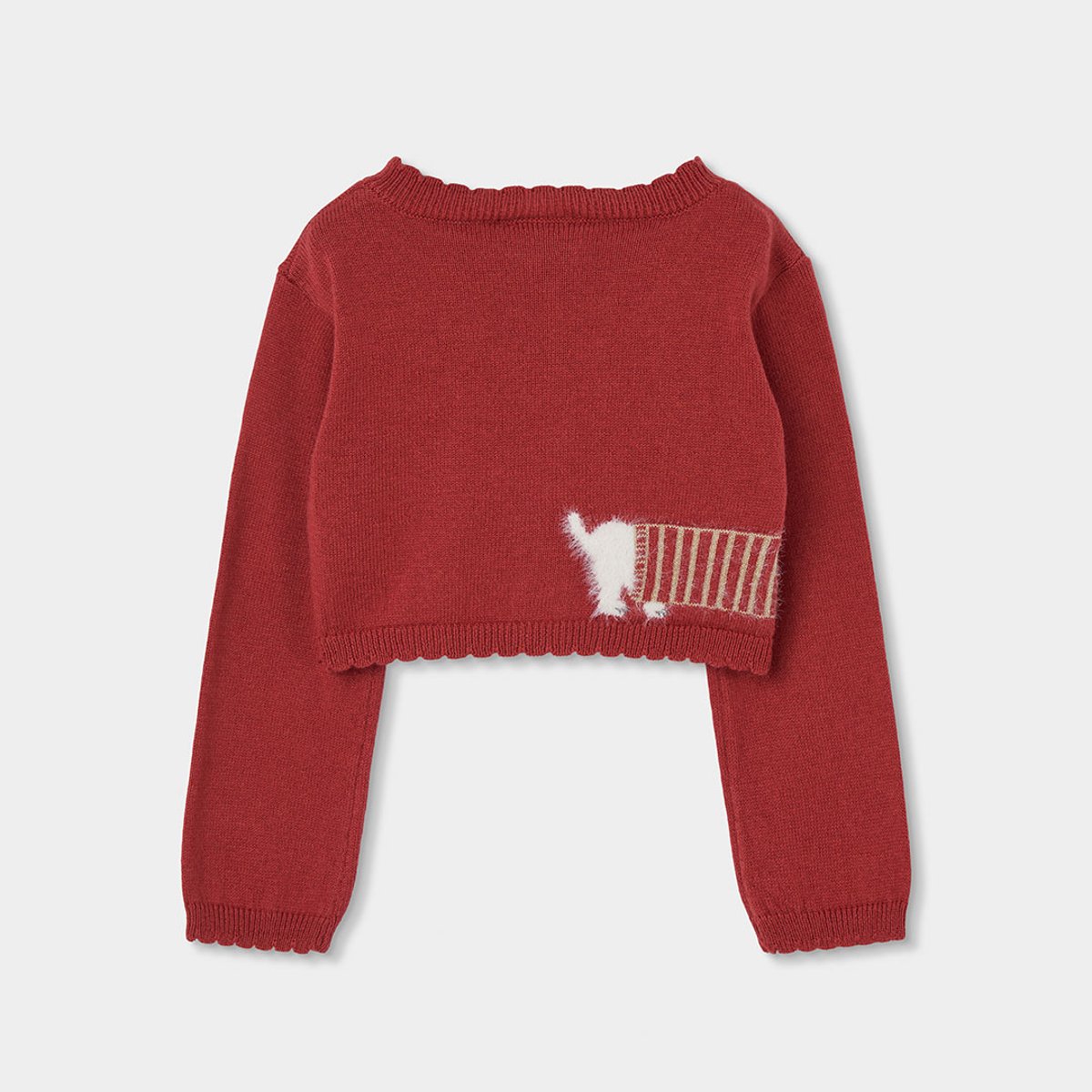 Gilet fille en maille avec imprimé chien rouge, BOBOLI