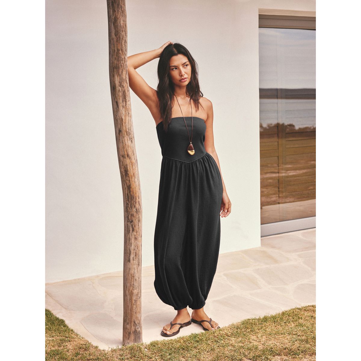 Combinaison bouffante bandeau en jersey noir, NEXT