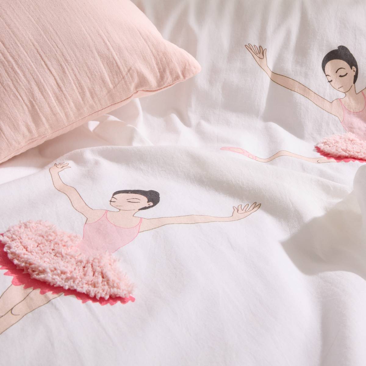 Parure de lit Imprimé Ballerine TUFY rose, ATMOSPHERA FOR KIDS