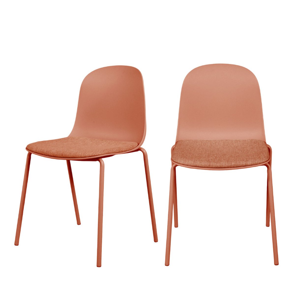 Lot de 2 chaises en tissu et métal pieds terracotta- LINDA terracotta, DRAWER