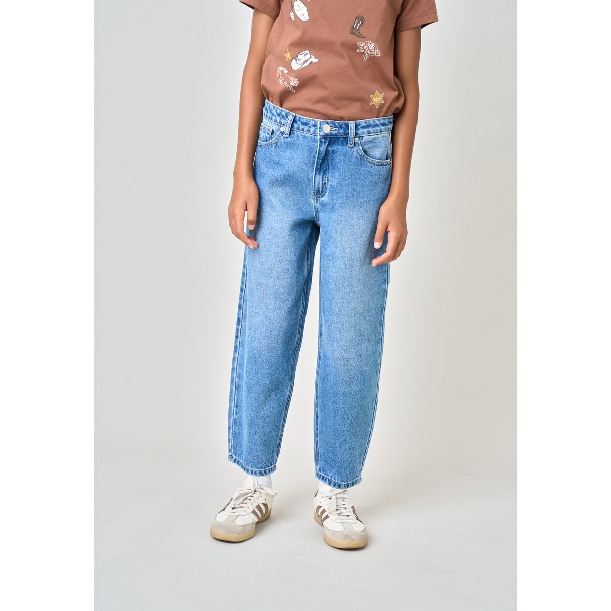 Jean noir barrel fille en 100% coton SUNNY stone délavé, DEELUXE
