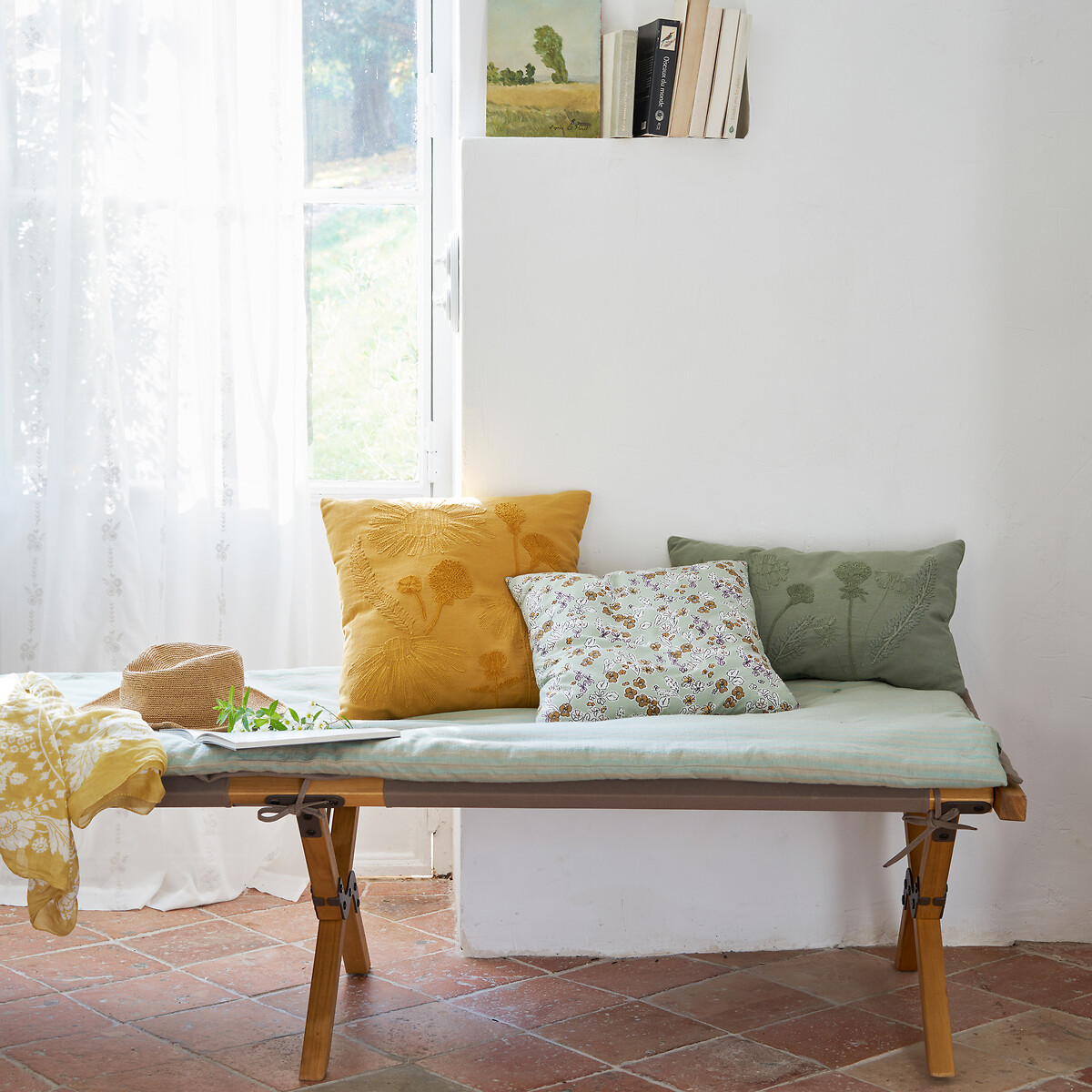 Lit de camp pliant Foldus, oreiller et matelas taupe, LA REDOUTE INTERIEURS