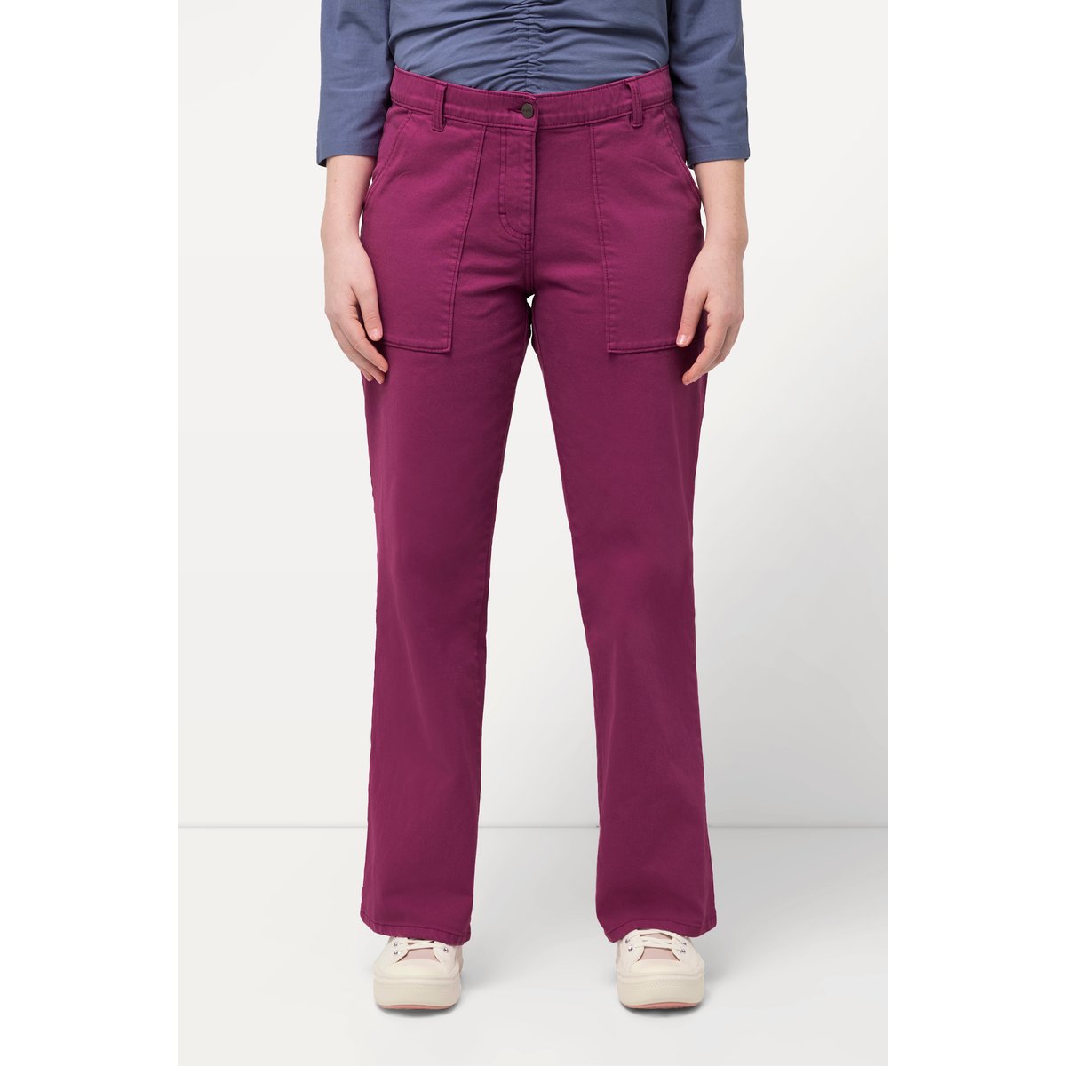 Jean coloré Mary en coton bio, jambe large fuchsia, ULLA POPKEN
