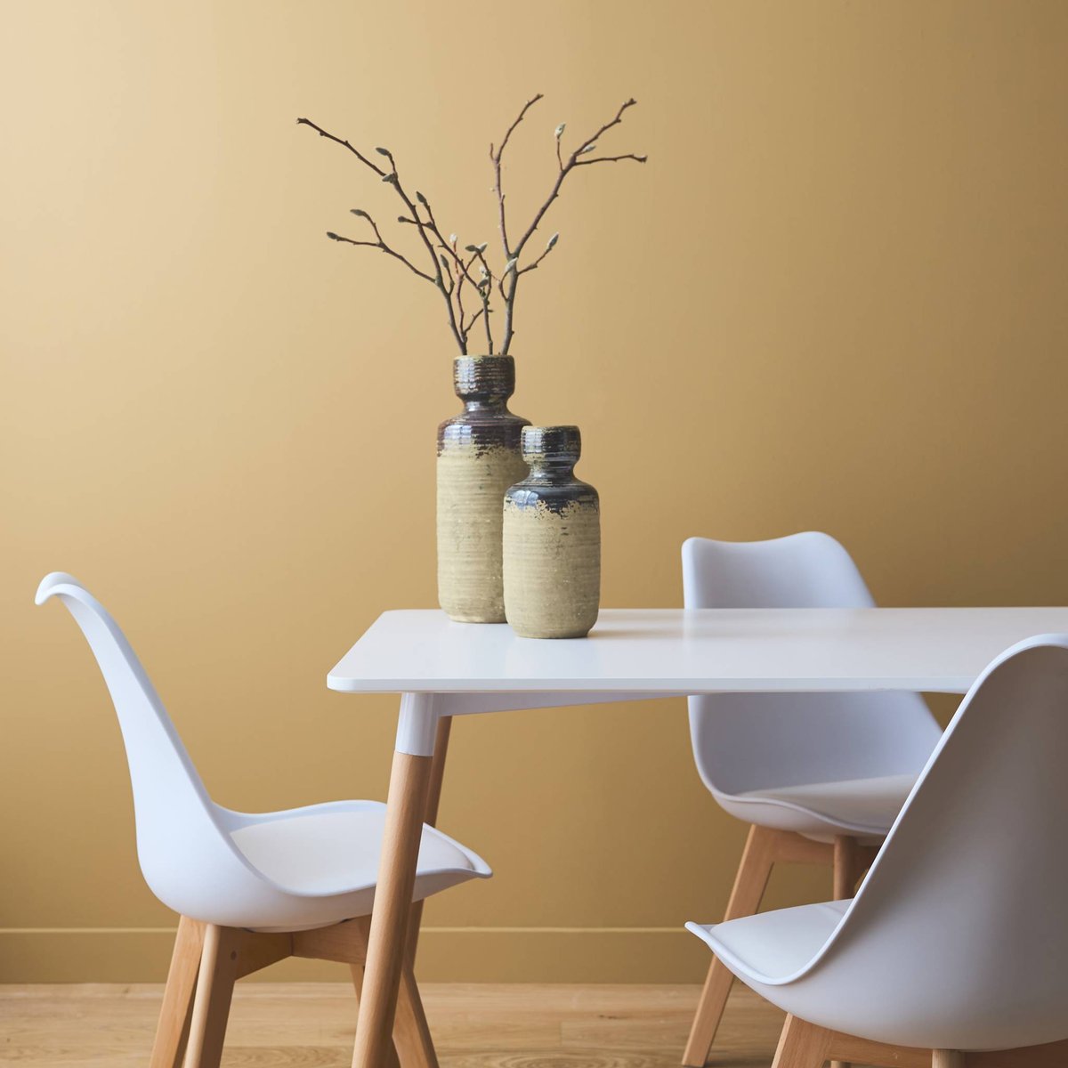 Ensemble table à manger scandinave pieds bois de hêtre 4 chaises HEDVIG 120X80CM blanc, SWEEEK