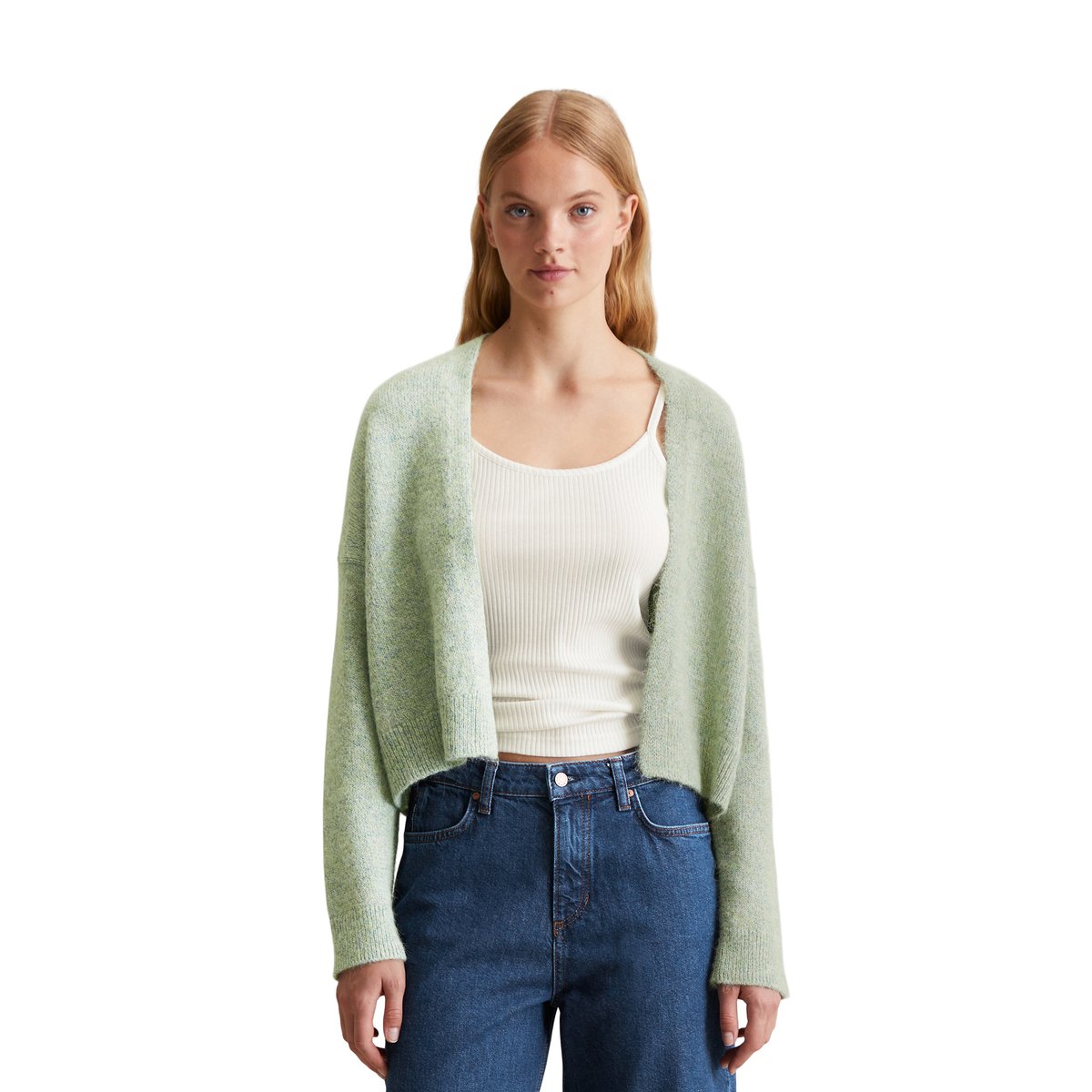 Cardigan loose en fil de coton multicolore vert, MARC O’POLO DENIM