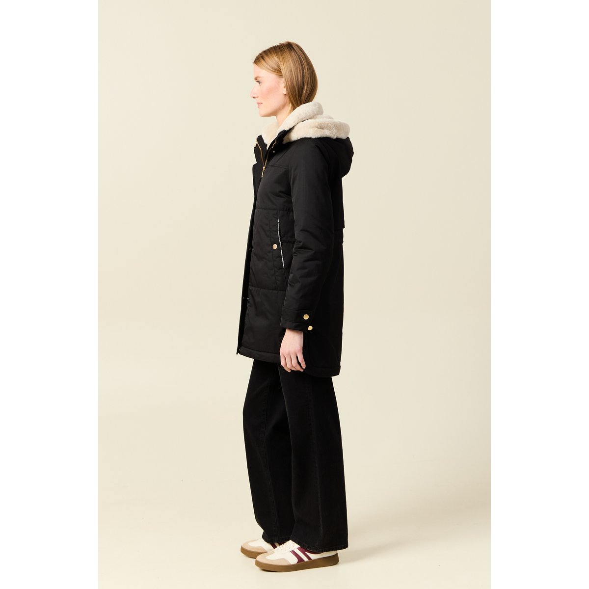 Parka droite à capuche noir, BONOBO