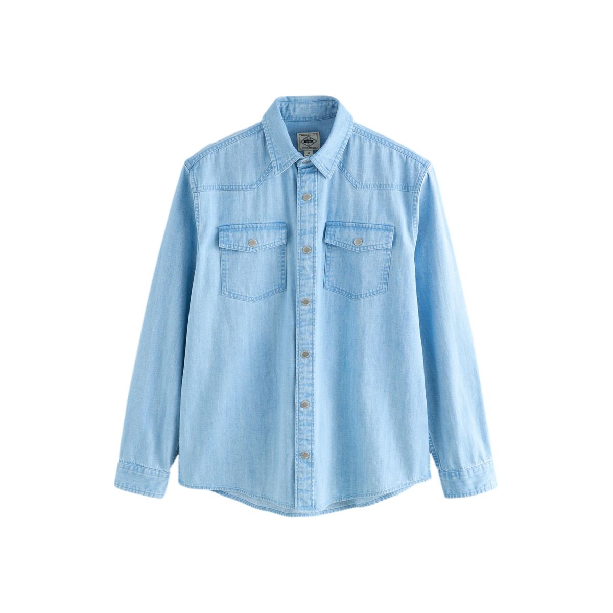 Chemise western en denim à manches longues délavé au javel, NEXT