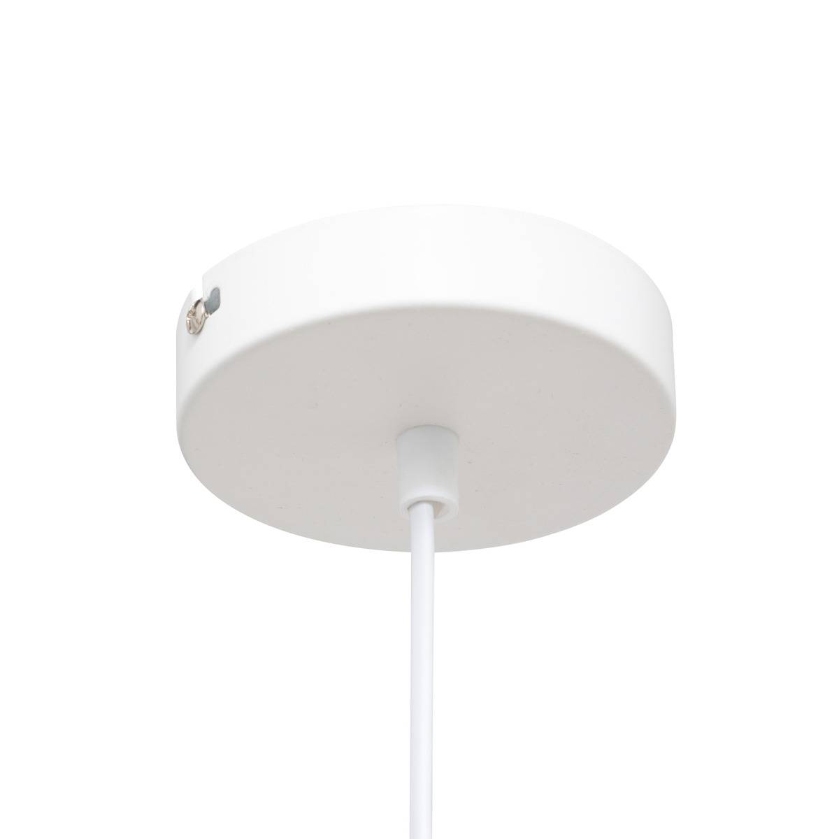 Suspension en verre strié rondelle en bois TRAVIS blanc, ATMOSPHERA