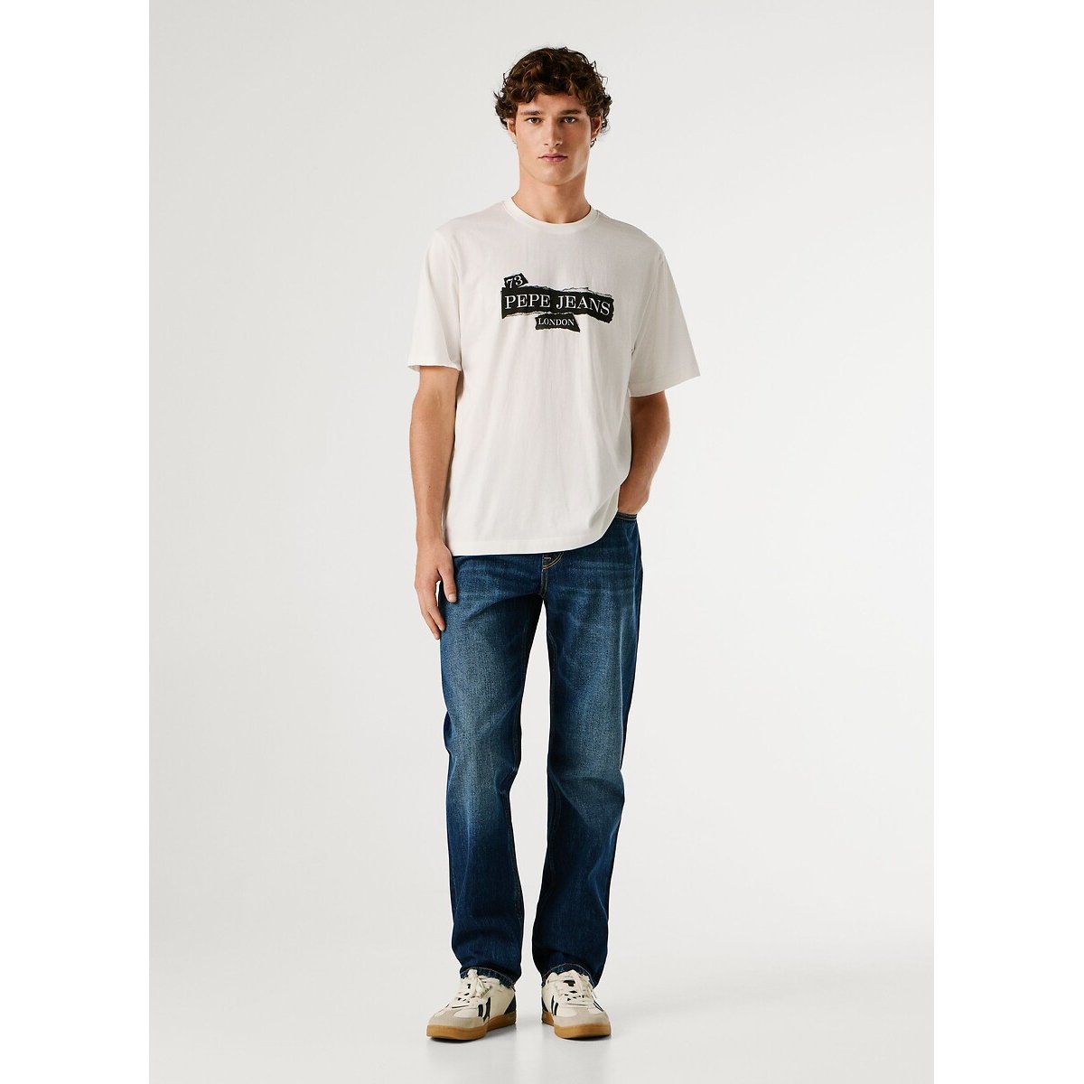 Griffin Logo T-Shirt with Short Sleeves white, PEPE JEANS