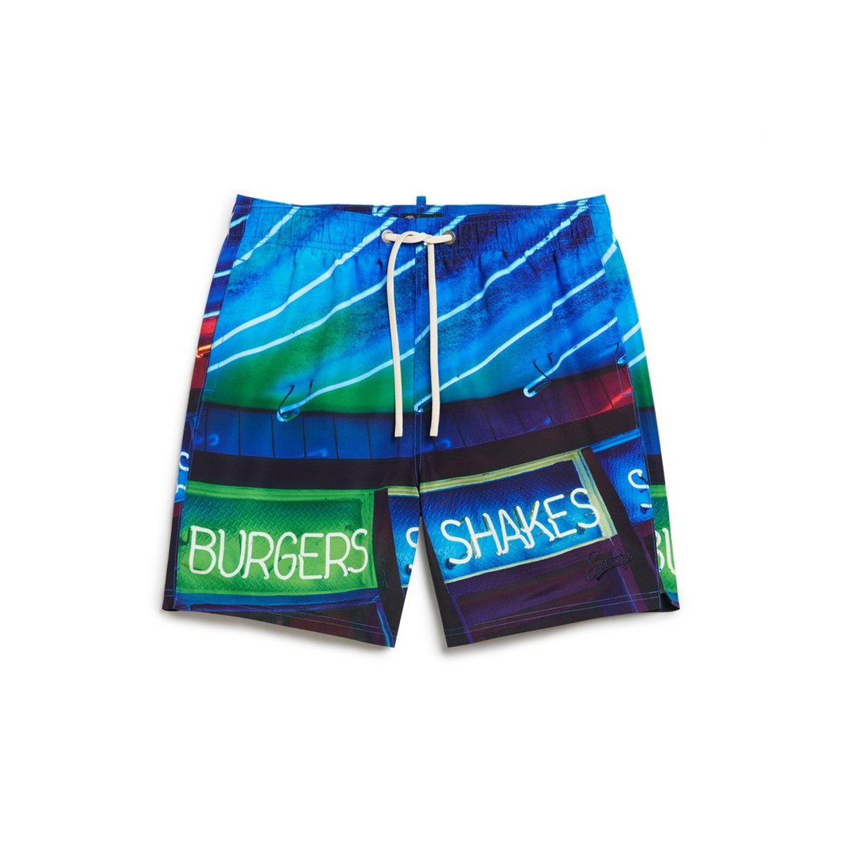 Short de bain Photographic recyclé longueur 43 cm bleu marine fluo, SUPERDRY