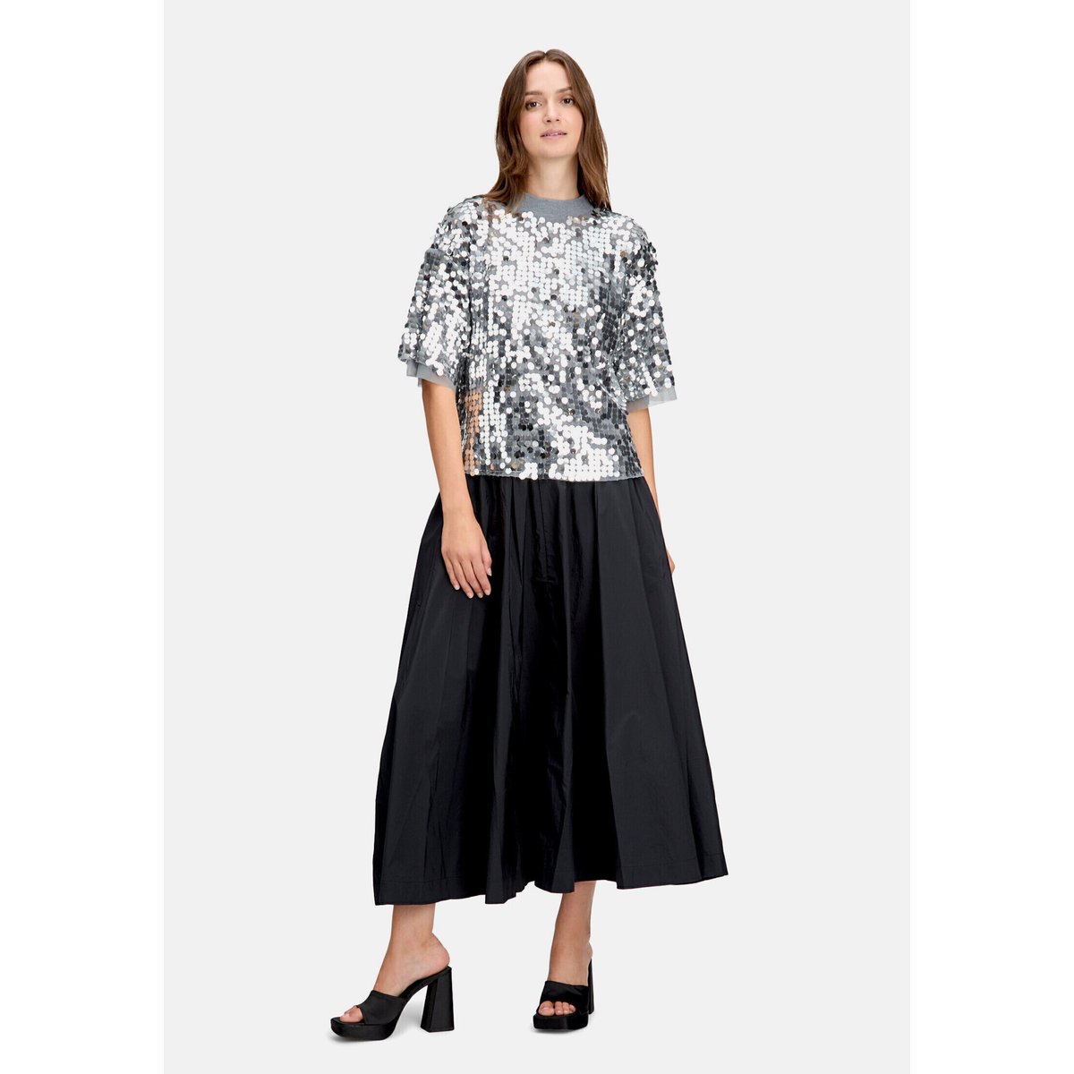 Pull-over à paillettes à bordures côtelées silver/grey, CARTOON