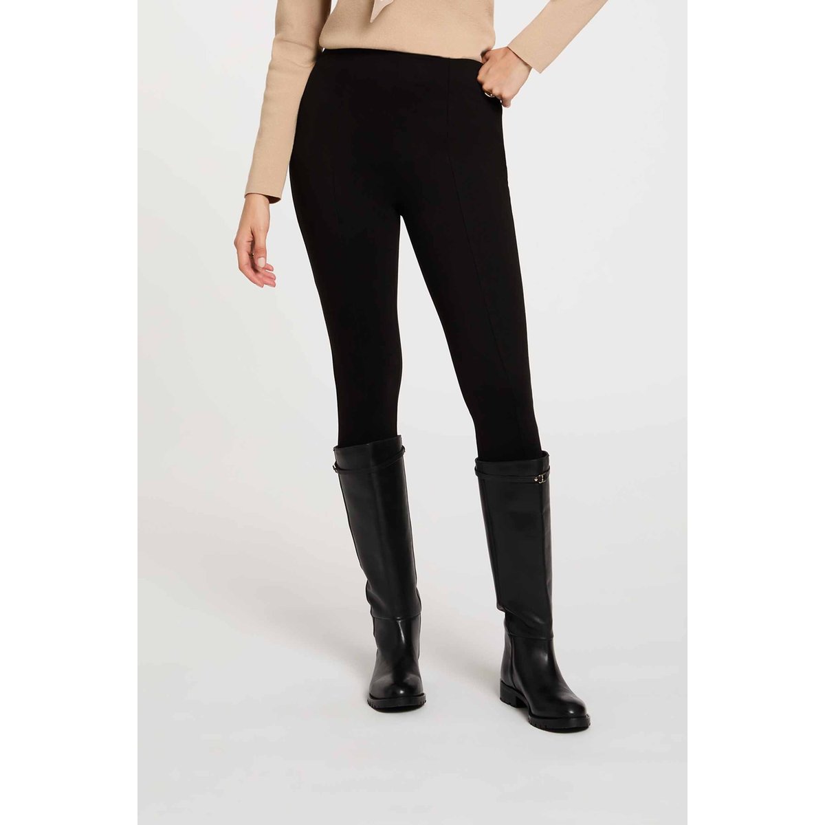 Pantalon legging uni noir, MORGAN