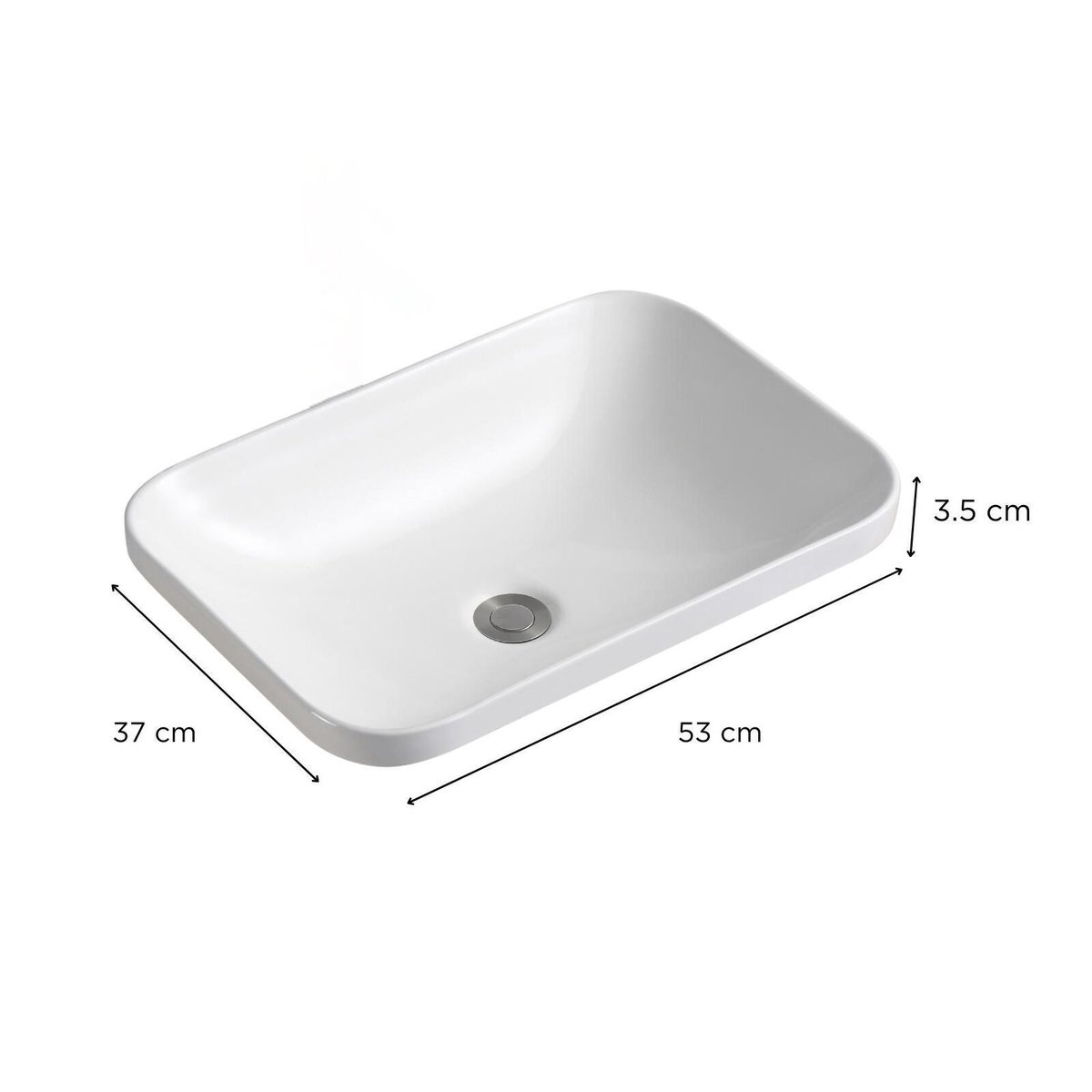 Vasque à encastrer rectangulaire 53x37cm + robinet + bonde PALMA v002233, MOB IN