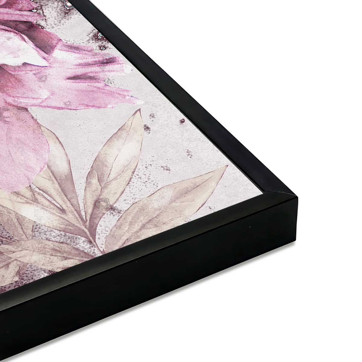 Affiche encadrée fleur rose artistique affiche + cadre en métal - noir, HEXOA
