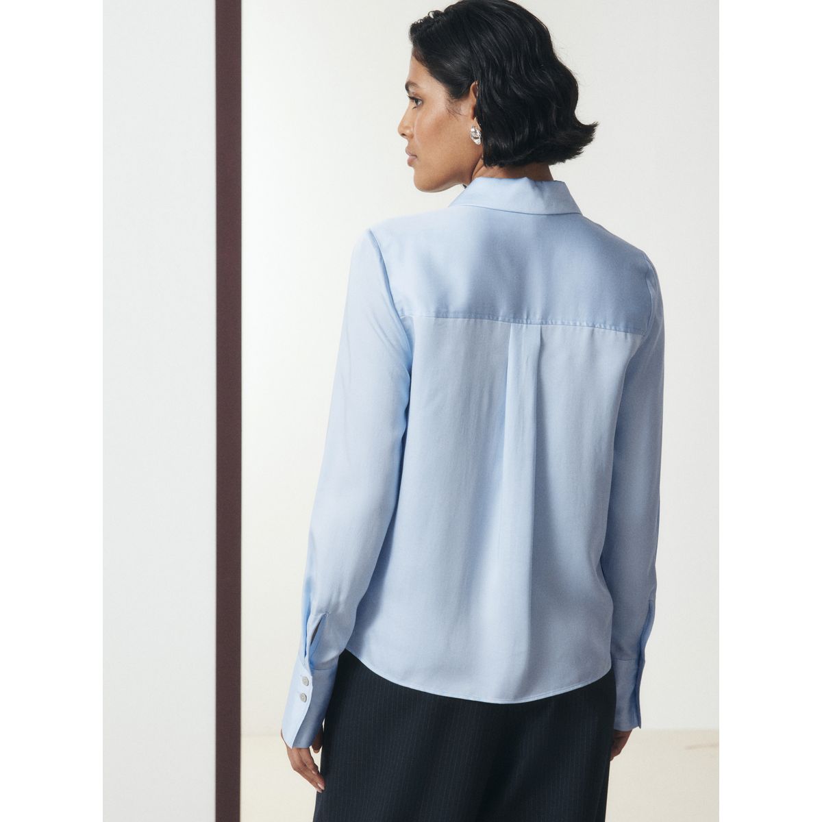 Chemise à manches longues avec col revers bleu, NEXT