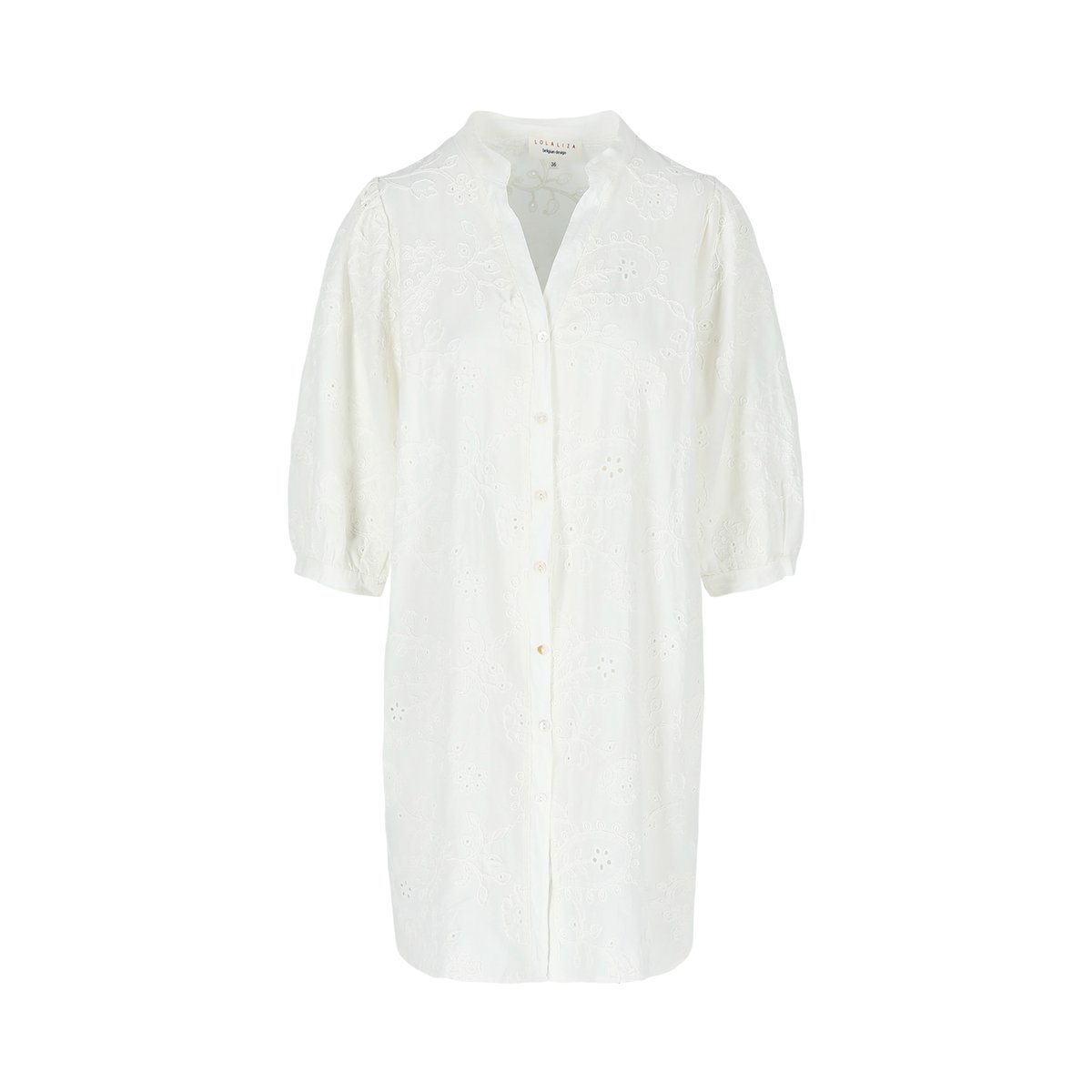 Robe brodée bohème blanc vanille, LOLALIZA